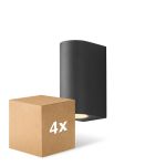 Lot 4x D'Lite Applique Murale Vossem Noir Up & Down| IP54 - Convient Pour 2x GU10