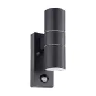 Eglo Applique Murale Riga 5 Acier Anthracite Up & Down 2W 250lm - 830 Blanc Chaud | IP44 - Détecteur De Mouvement